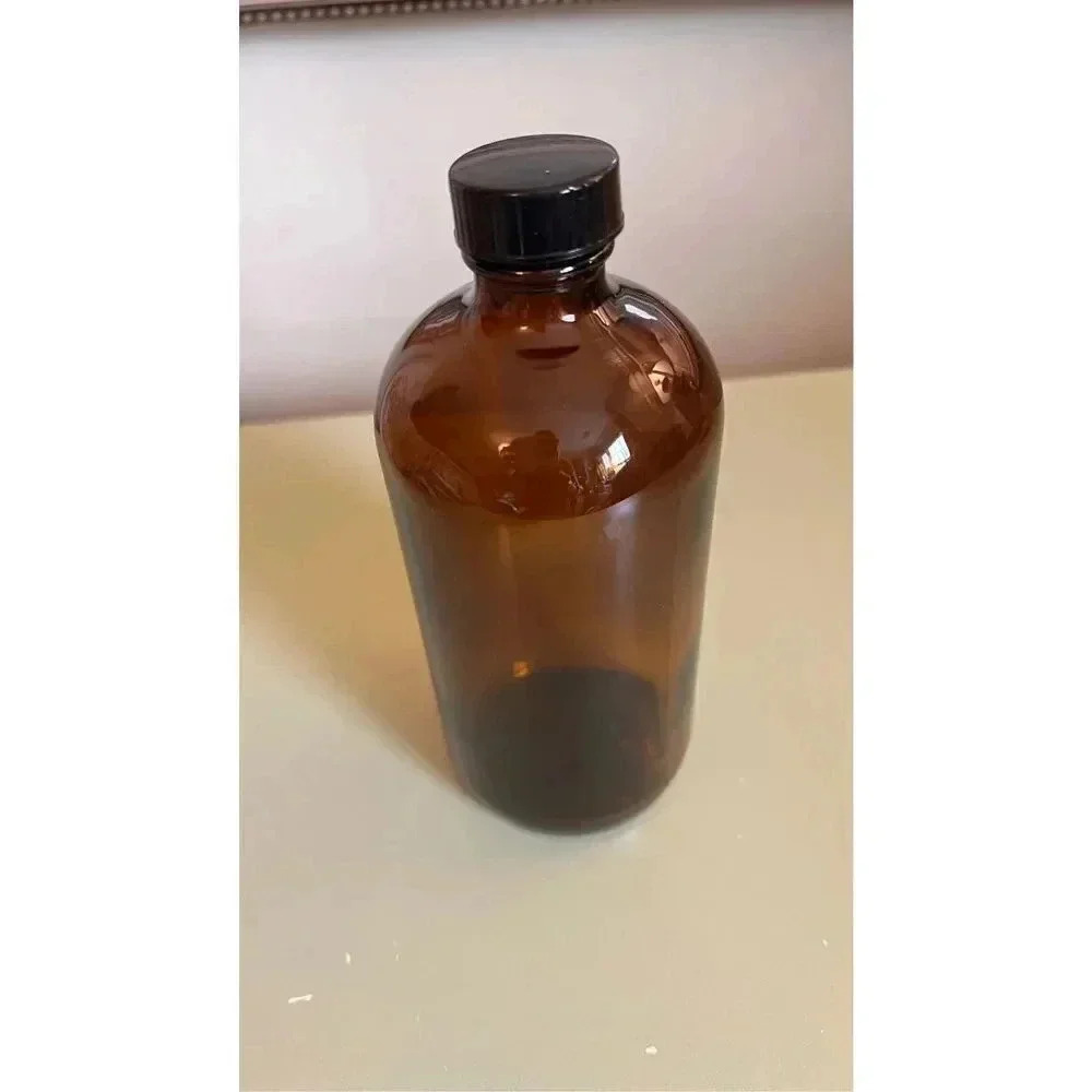 Vintage‎ Apothecary Pharmacy Amber Medicine Bottle Glass Cap Decor Vase